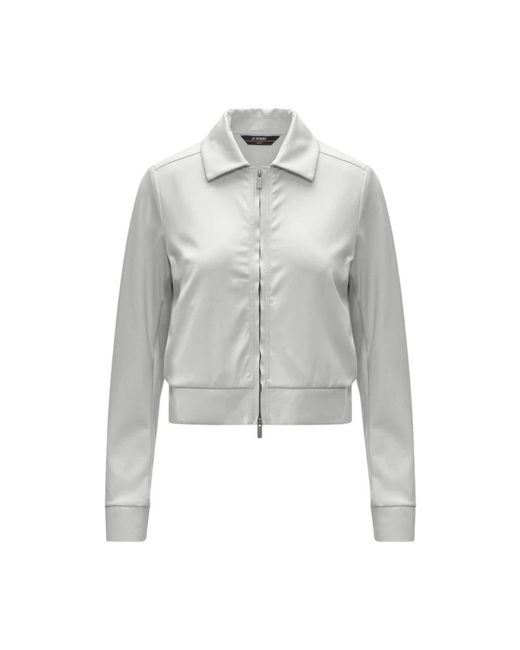 K-Way Gray Leather Jackets