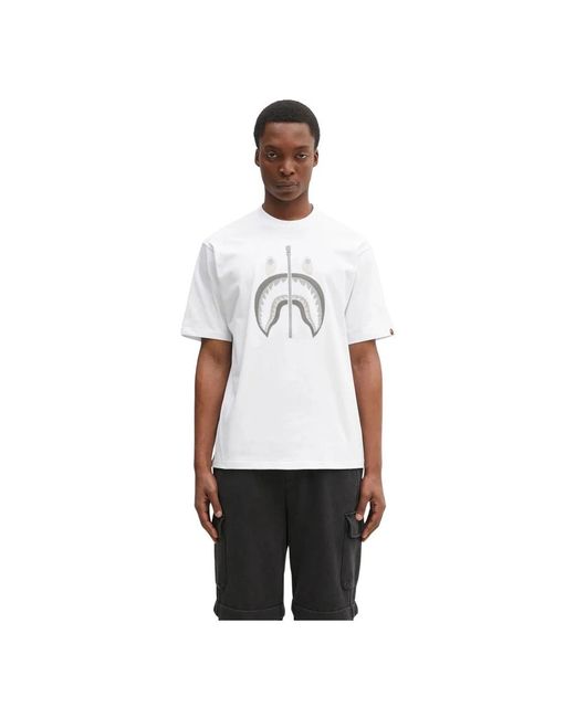 A Bathing Ape Chain Stitch Shark T-Shirt in het White voor heren