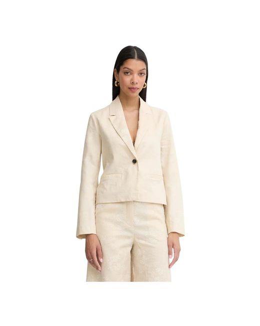 Pinko Idony Geborduurd Linnen Blazer in het Natural