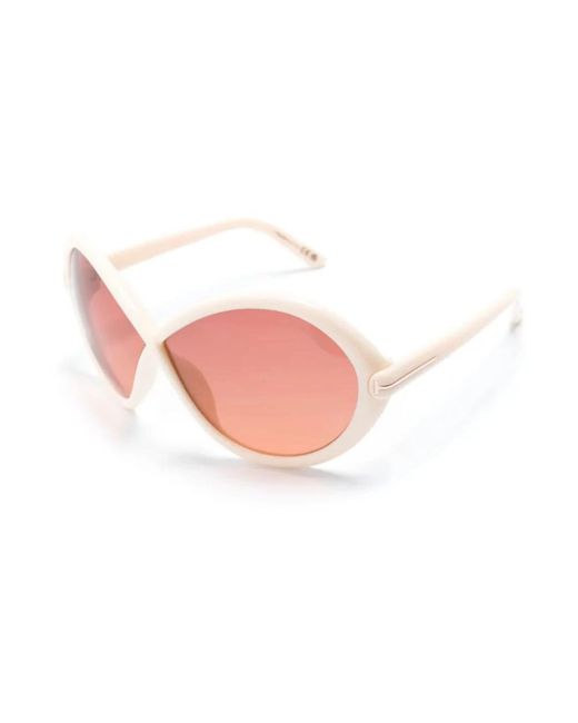 Tom Ford Pink Weiße sonnenbrille mit originalzubehör