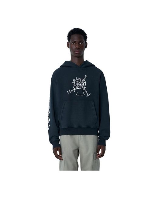 Brain Dead Hoodies & Sweatvesten ,Zwart ,Katoen Logo Katoenen Hoodie in het Blue voor heren