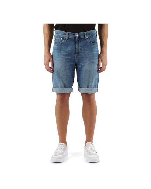 Calvin Klein Slim fit bermuda jeans mit fünf taschen in Blue für Herren