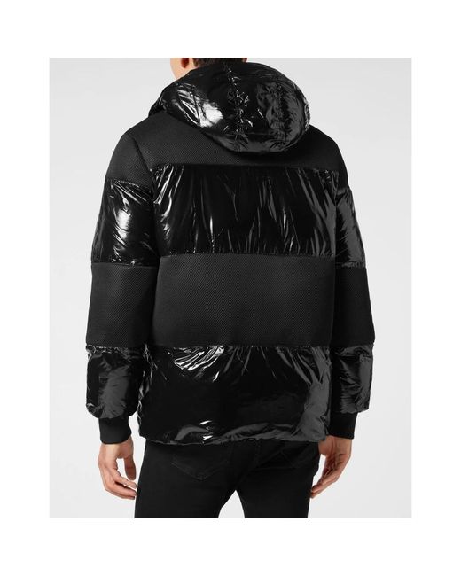 Philipp Plein Fitness ,Zwart ,Nylon Nylon Gewatteerde Jas Global Express Edition in het Black voor heren