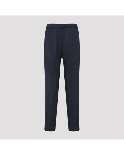 Etro Broeken ,Blauw ,Wol Wollen Joggingbroek Van Linnen in het Blue voor heren
