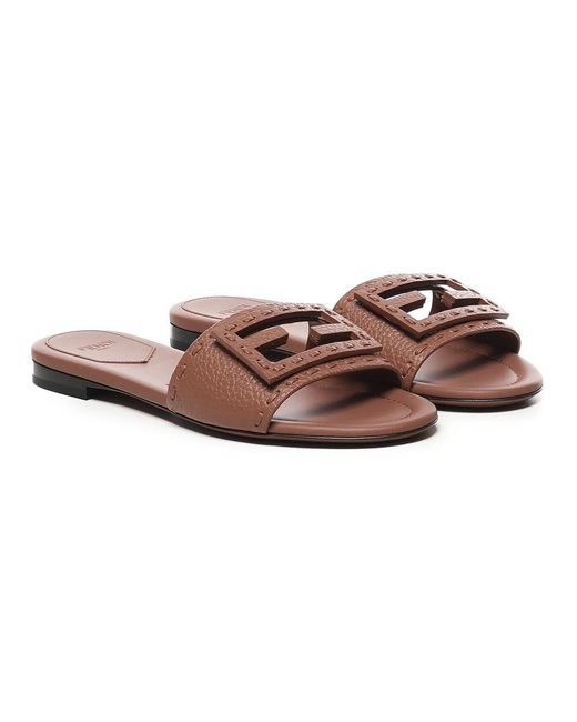 Fendi Brown Sliders