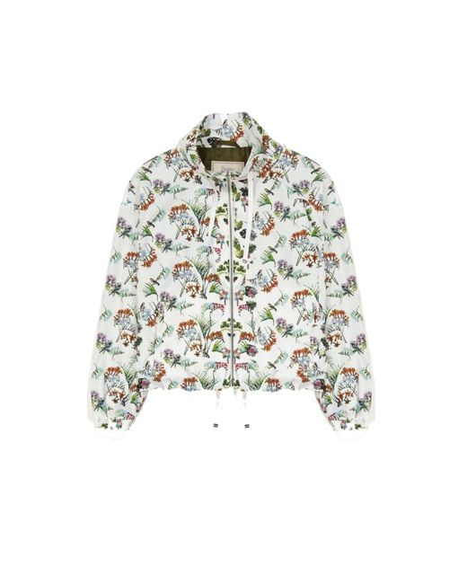 Herno White Floral Print Bomber Jacket