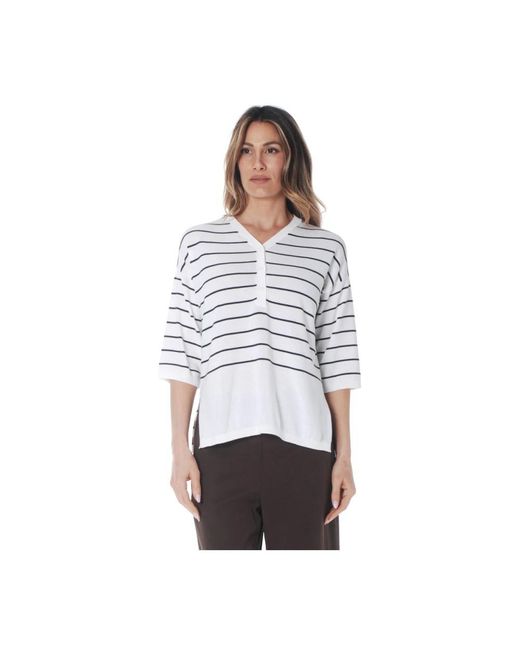 Kangra White V-Neck Knitwear