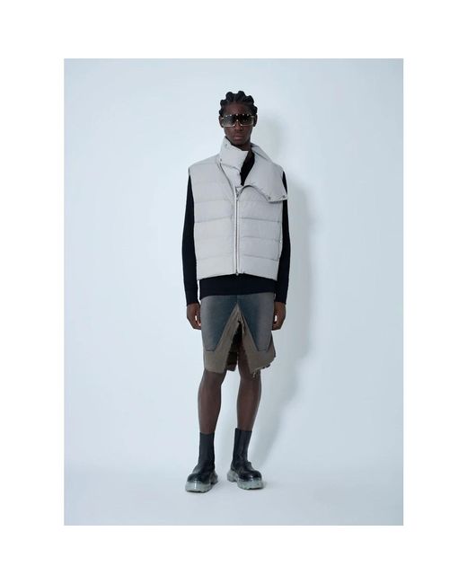Rick Owens Jassen ,Wit ,Nylon Gewatteerd Donsvest Met Zilveren Hardware in het Gray voor heren