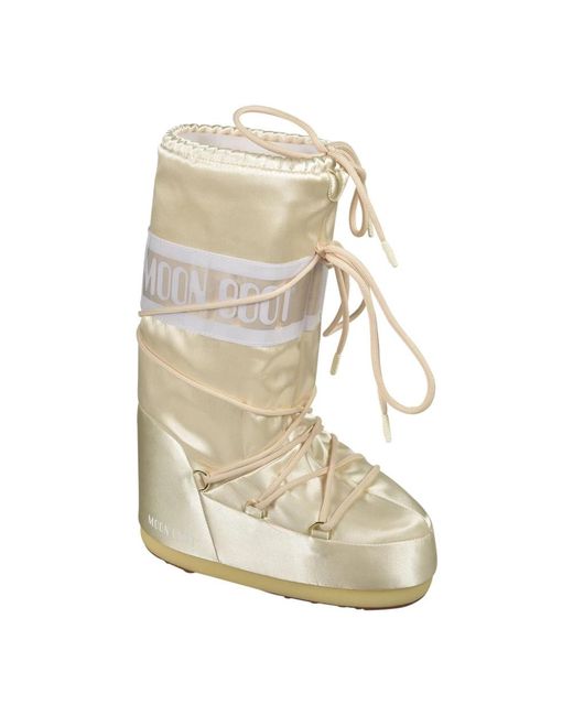 Moon Boot Schoenen ,Geel ,Leer Icon Pearly Boot in het Natural