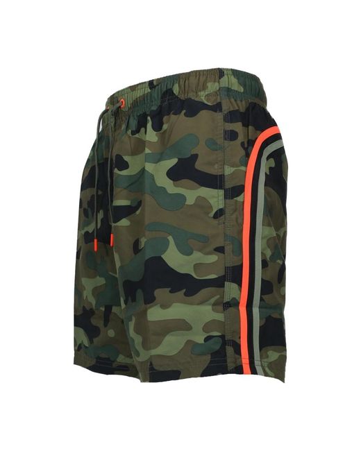 Sundek Gemusterte Polyester-Badehose in Green für Herren