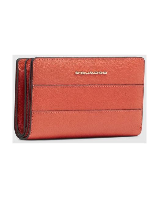 Piquadro Accessoires ,Oranje ,Leer Bifold Wallet in het Red
