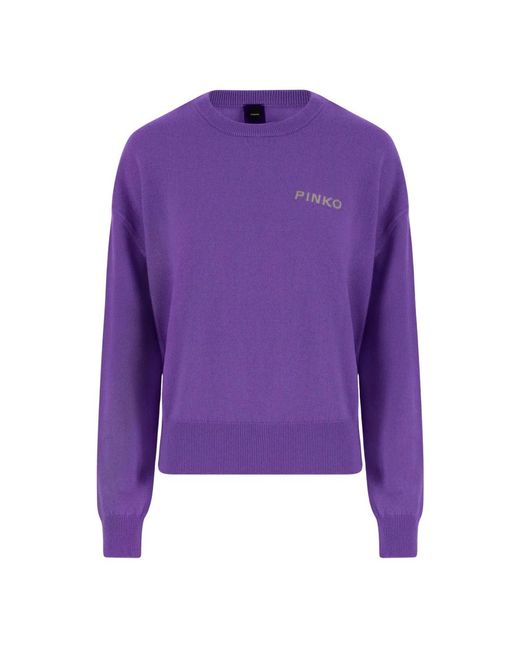 Pinko Purple Round-Neck Knitwear