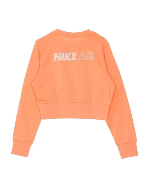 Nike Fitness ,Oranje ,Katoen Cropped Crewneck Sweatshirt Sportswear Air Crew in het Orange