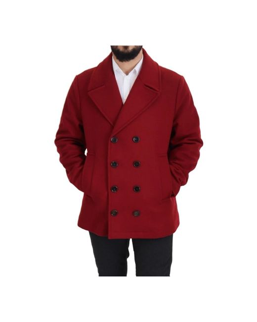 Dolce & Gabbana Red Double-Breasted Coats for men