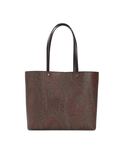 Etro Brown Cotton Polyester Leather Tote
