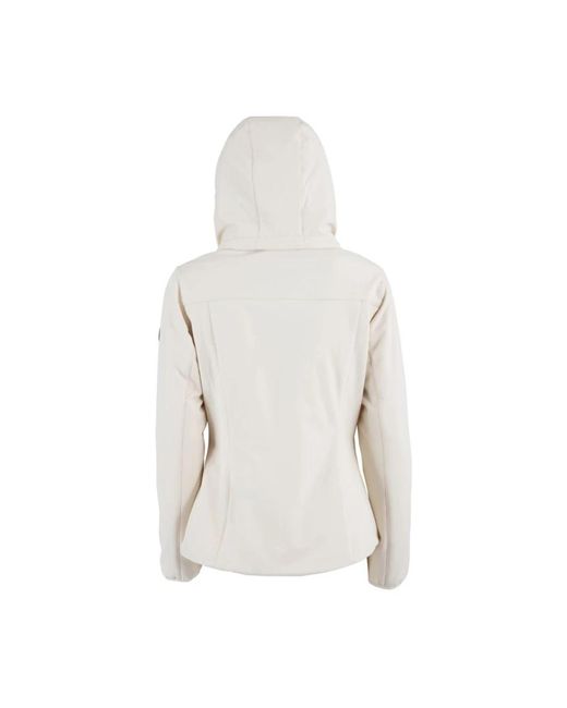 Yes Zee Jassen ,Wit ,Nylon Witte Nylon Gewatteerde Jas Met Capuchon in het Natural