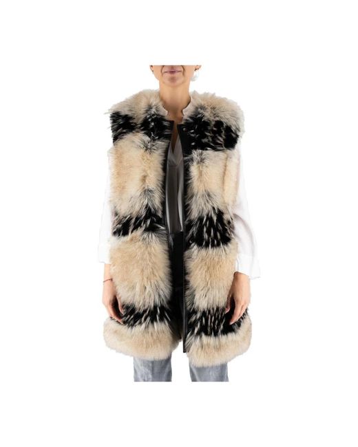 Manila Grace Lange Gilet Van Imitatiebont in het Multicolor