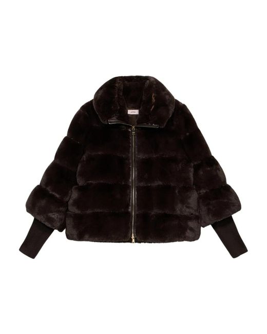Oltre Jassen ,Bruin ,Polyester Fuzzy Fabric Jacket in het Black