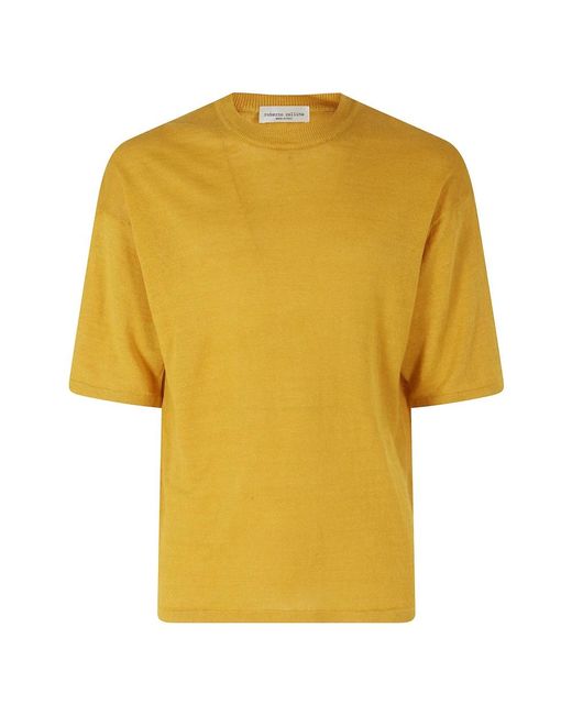 Roberto Collina Yellow Round-Neck Knitwear for men