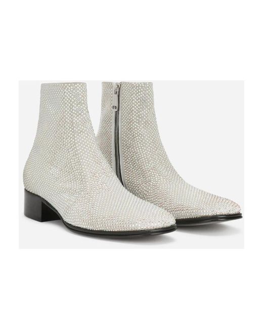 Dolce & Gabbana Strass Reißverschluss Herren Booties in Gray für Herren