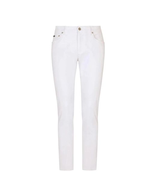 Dolce & Gabbana White Slim-Fit Trousers for men