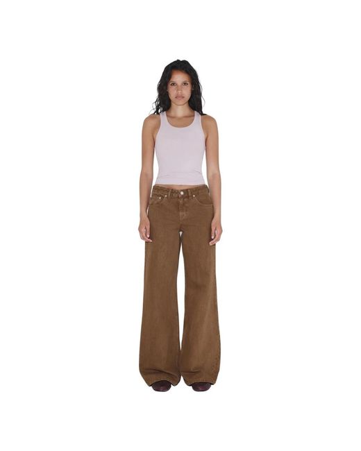 Dr. Denim Jeans ,Bruin ,Denim Rhue Low Wide Jeans in het Brown
