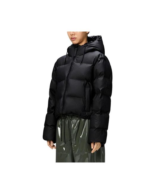 Rains Jassen ,Zwart ,Leer Alta Short Puffer Jacket in het Black