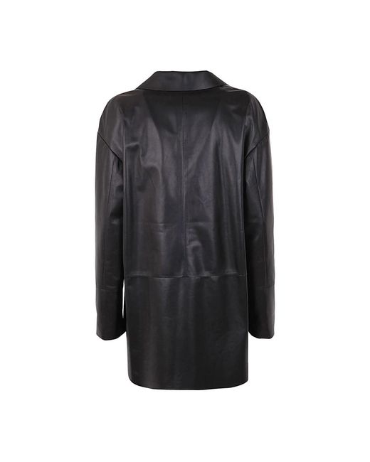 DROMe Jassen ,Zwart ,Leer Boxy Leather Blazerjas in het Black