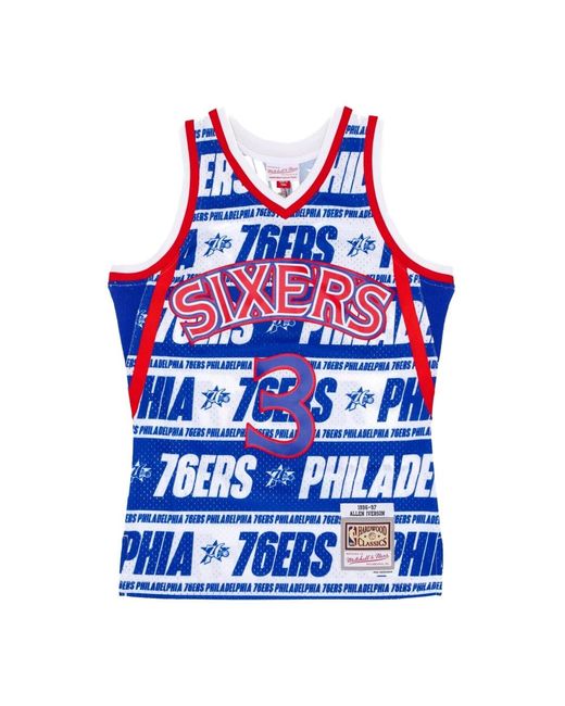 Mitchell & Ness Fitness ,Veelkleurig ,Polyester Nba Teamwrap Swingman Jersey Allen Iverson in het Blue voor heren