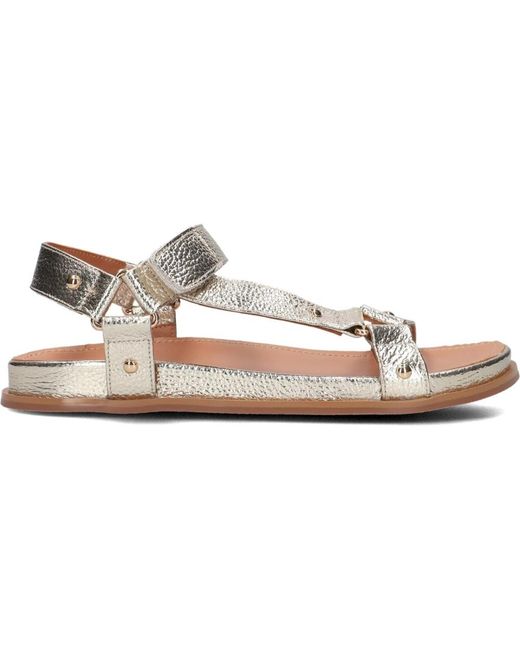 Stefano Lauran White Goldene Ledersandalen Für Frauen