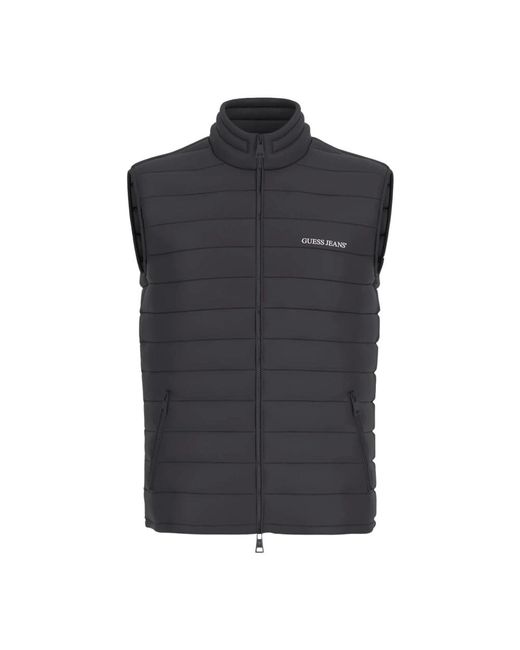 Guess Schwarze Daunenjacke Mit Kapuze in Black für Herren