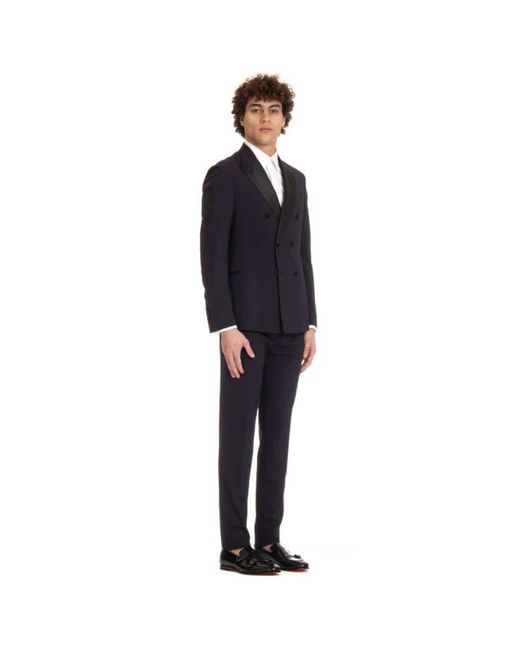 Eleventy Black Double Breasted Suits for men