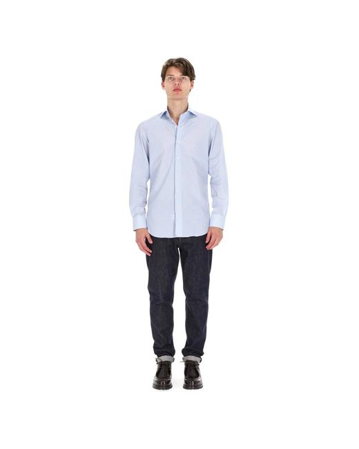 Finamore 1925 Blue Formal Shirts for men