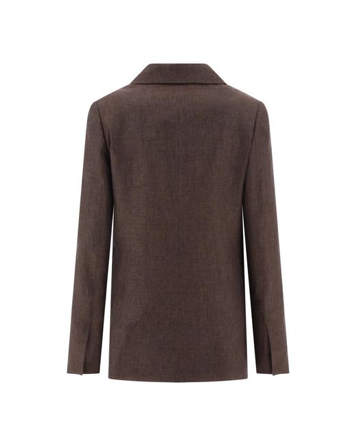 Loewe Linnen Getailleerde Single-Breasted Blazer in het Brown