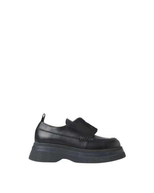 Ganni Black Creeper schuhe mit runder spitze