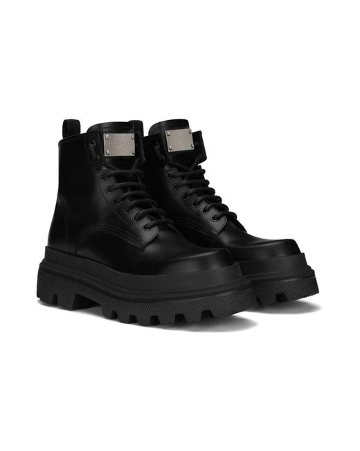 Dolce & Gabbana Black Lace-Up Boots for men