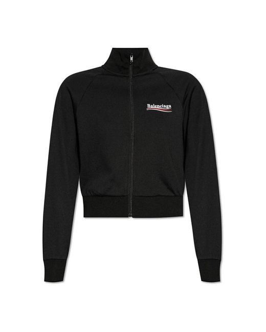 Balenciaga Hoodies & Sweatvesten ,Zwart ,Katoen Sweatshirt Met Opstaande Kraag in het Black