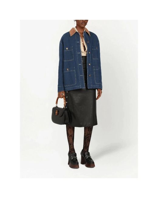 Gucci Denim Longline Jas in het Blue