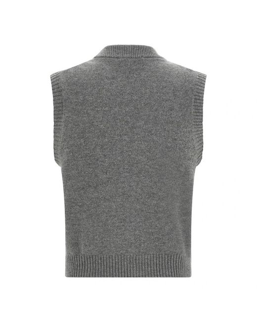 Ganni Gray Round-Neck Knitwear