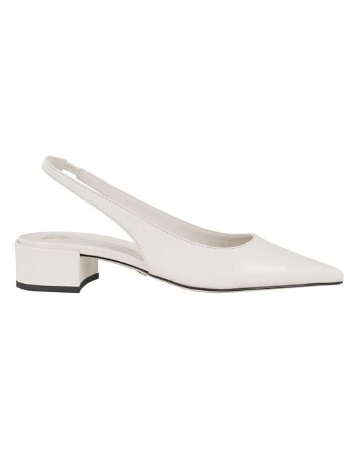 Giampaolo Viozzi White Butter Leder Slingback Quadratische Ferse Schuhe