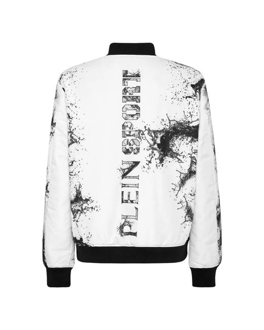Philipp Plein Fitness ,Wit ,Polyester Bomber Splash in het Black voor heren
