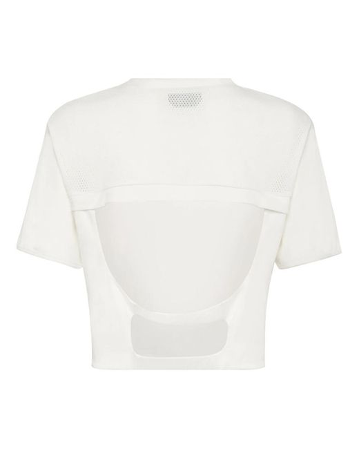 Philipp Plein Fitness ,Wit ,Polyester Cropped T-Shirt Ronde Hals Ss in het White