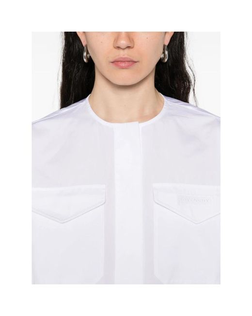 Givenchy White Weiße Baumwoll-Cropped-Bluse Mit Kordelzug
