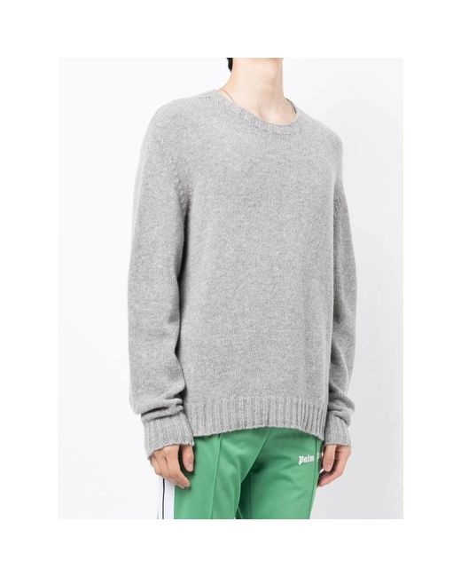 Palm Angels Gray Round-Neck Knitwear for men