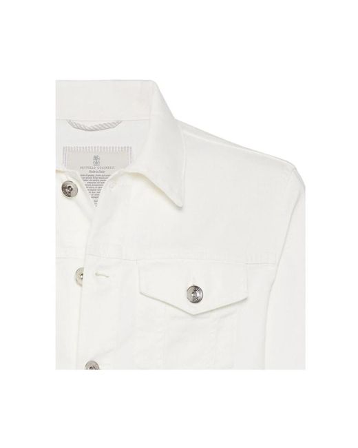Brunello Cucinelli White Denim Jackets for men
