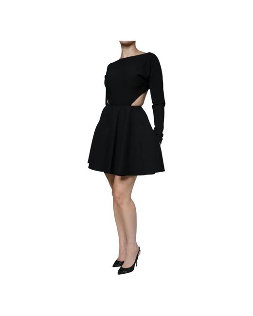 Dolce & Gabbana Zwart Viscose A-Line Mini Jurk in het Black