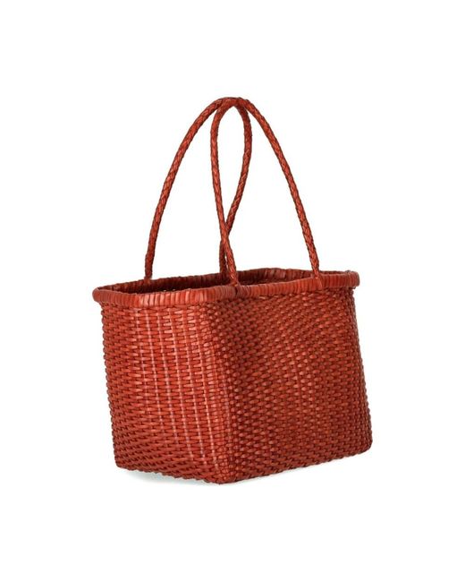 Dragon Diffusion Weave Small Basket Bag in het Red