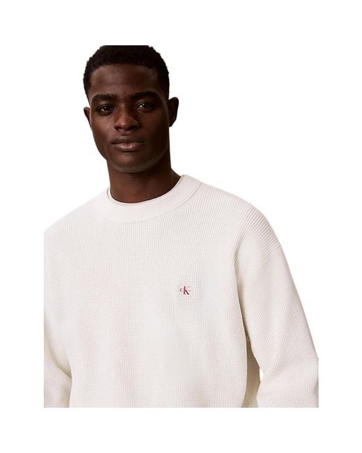Calvin Klein White Round-Neck Knitwear for men