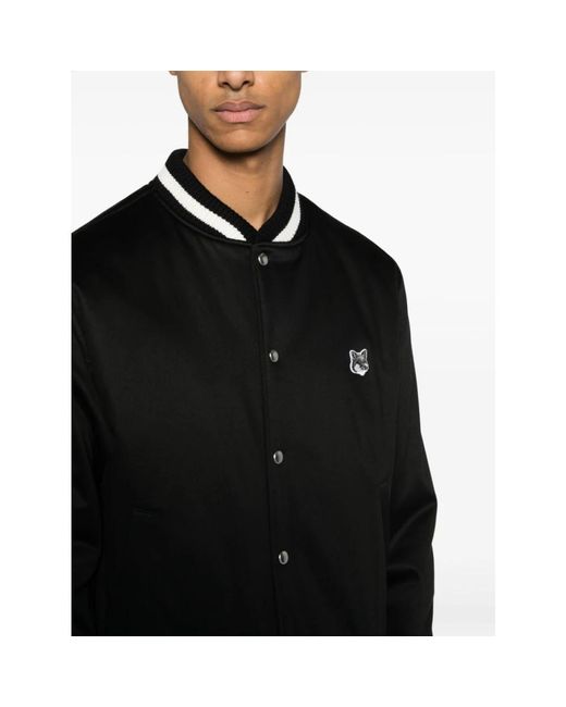 Maison Kitsuné Fox Head Patch Jacket in het Black voor heren
