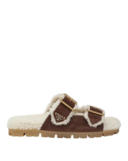 Prada Schoenen ,Bruin ,Suède Infradito Ciabatta in het Brown
